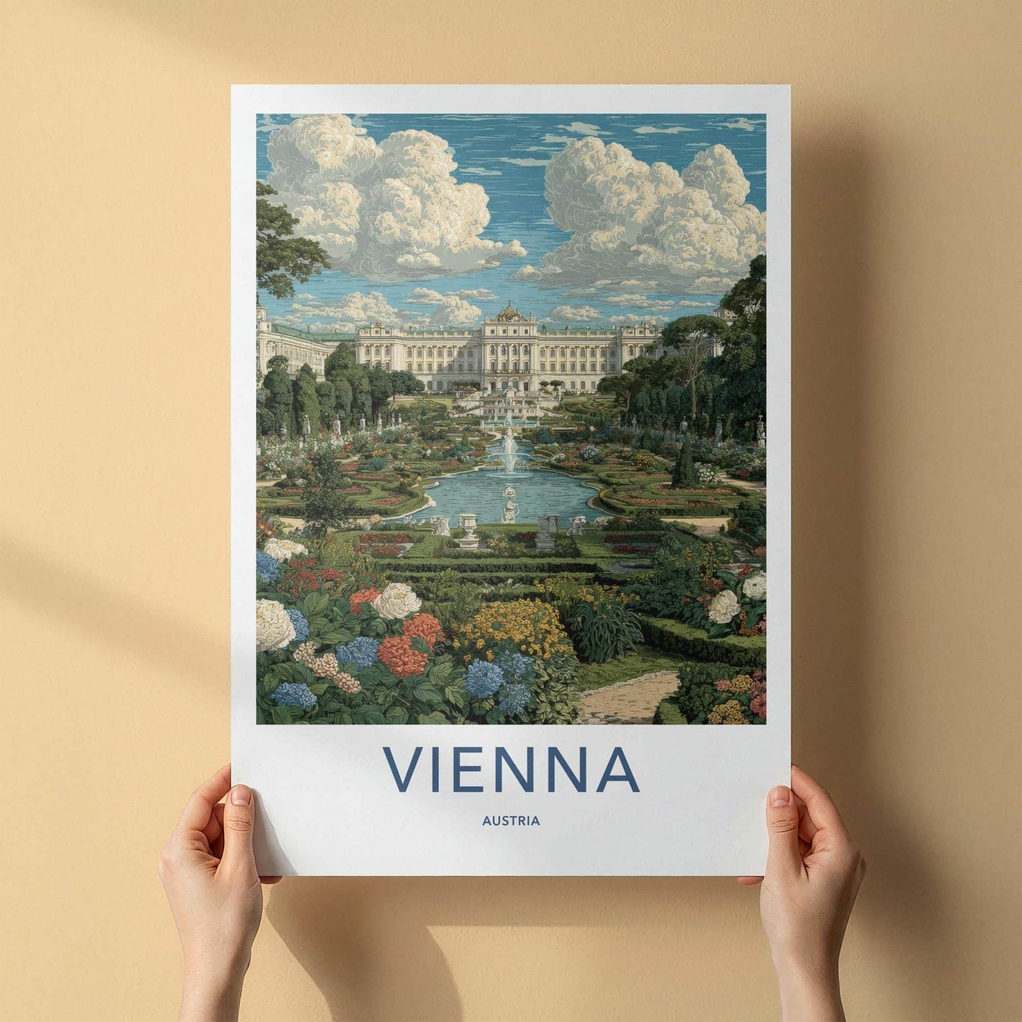 Vienna Poster - Austria Travel Art - Grand Palace Gardens Home Decor