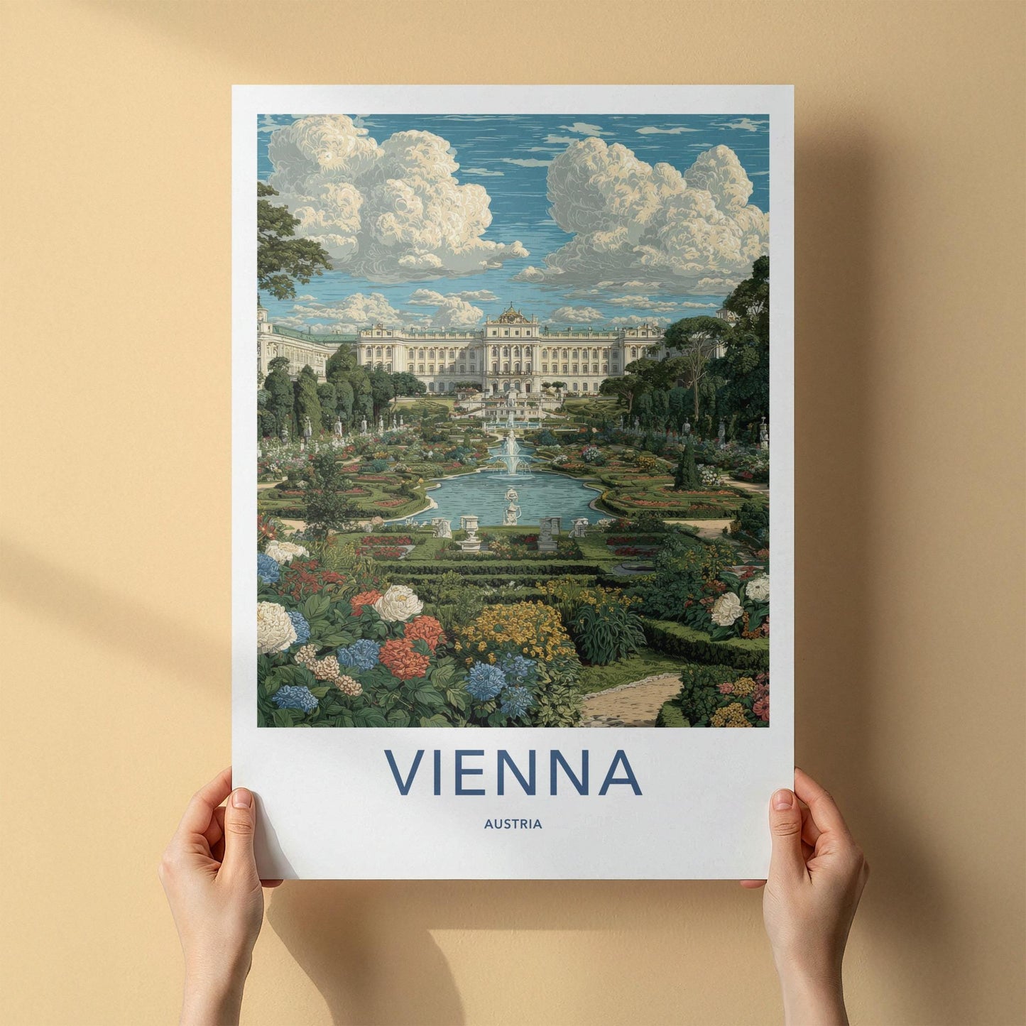 Vienna Poster - Austria Travel Art - Grand Palace Gardens Home Decor