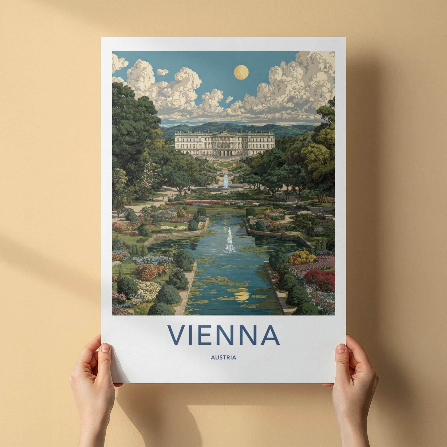 Vienna Poster - Austria Travel Art - Schoenbrunn Palace Garden Home Decor