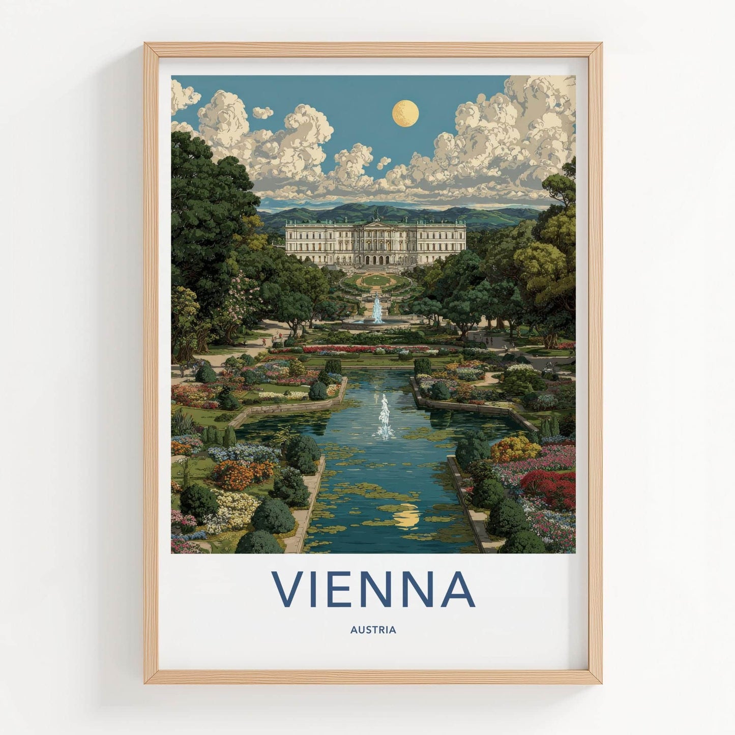 Vienna Poster - Austria Travel Art - Schoenbrunn Palace Garden Home Decor
