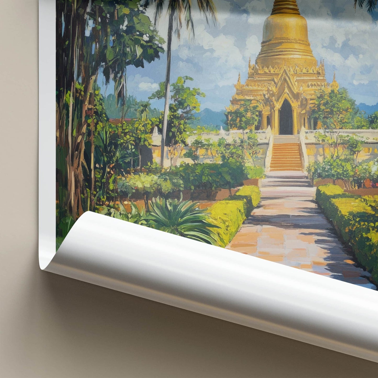 Vientiane Poster - Laos Travel Art - Golden Temple Gardens Home Decor
