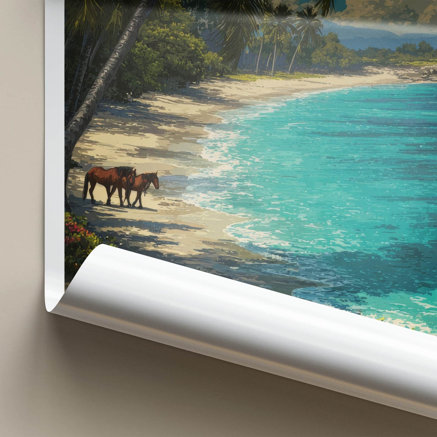 Vieques Poster Puerto Rico Palm Beach Horses Lounge Decor