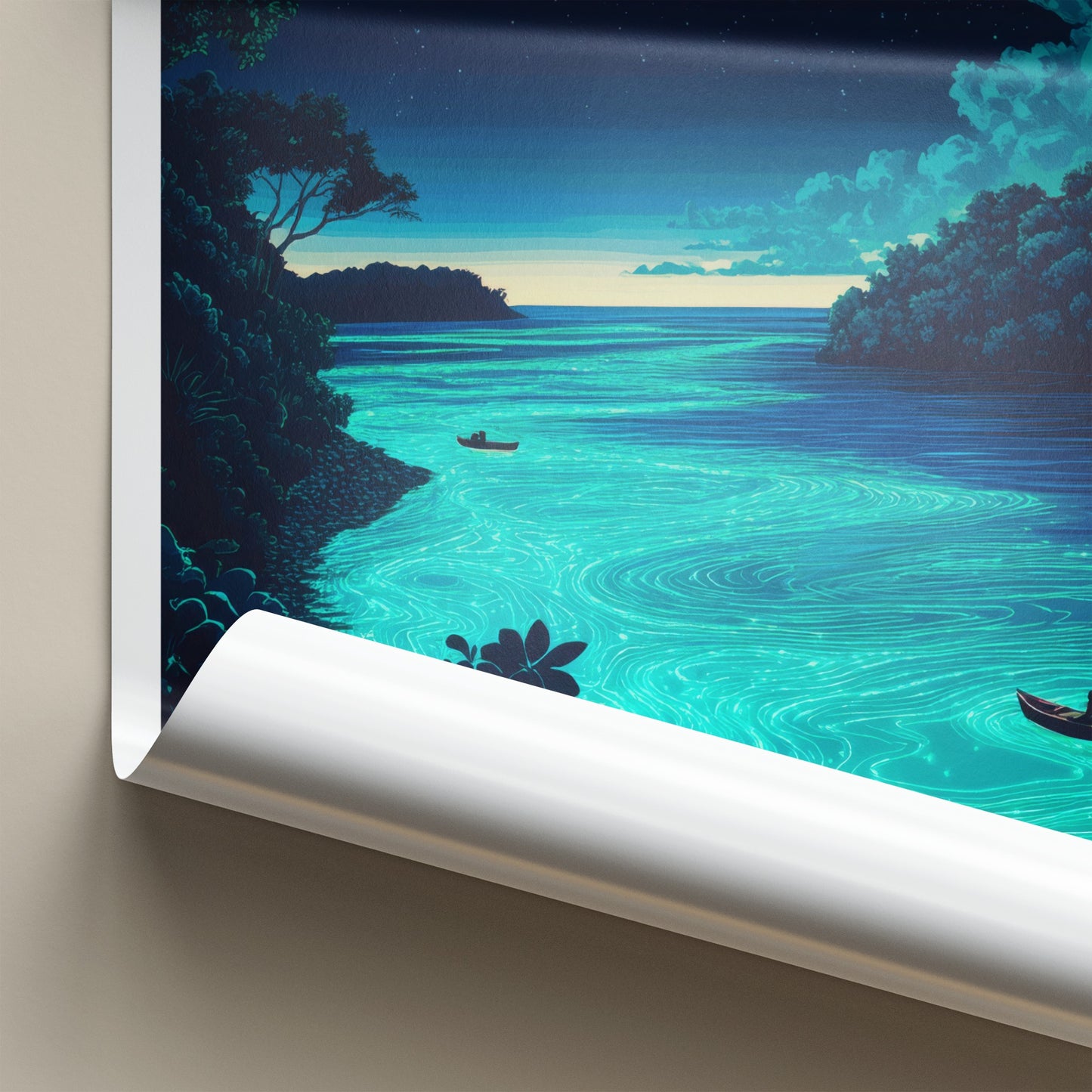 Vieques Poster - Puerto Rico Travel Art - Bioluminescent Bay Night Home Decor