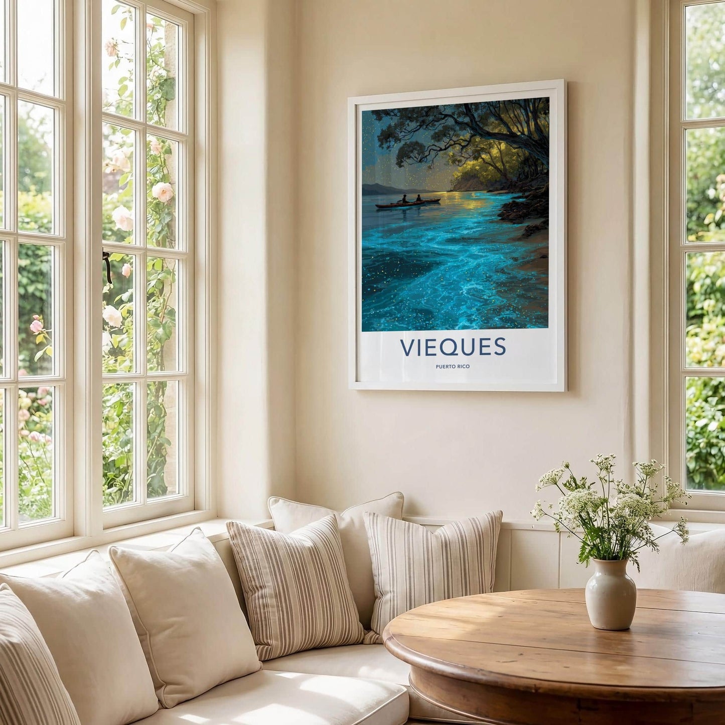 Vieques Poster - Puerto Rico Travel Art - Glowing Kayak Lagoon Home Decor