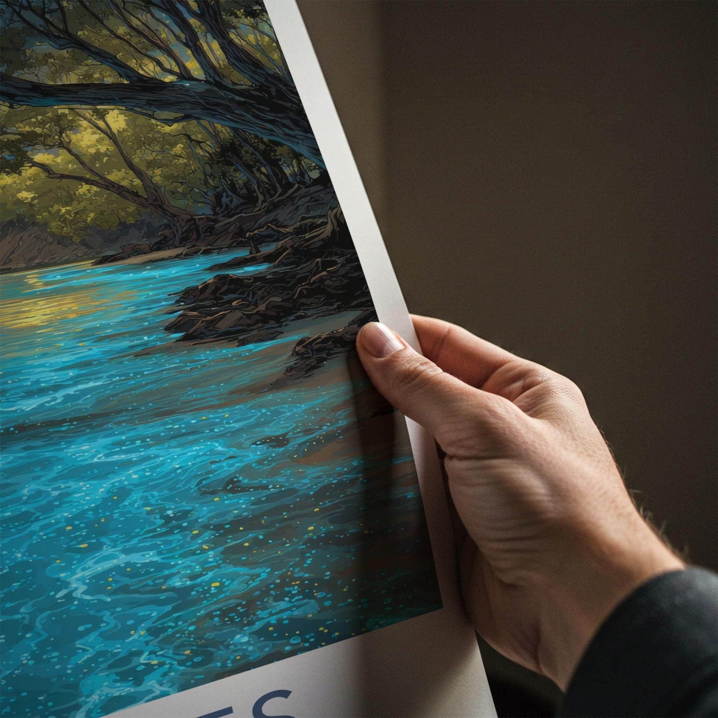 Vieques Poster - Puerto Rico Travel Art - Glowing Kayak Lagoon Home Decor