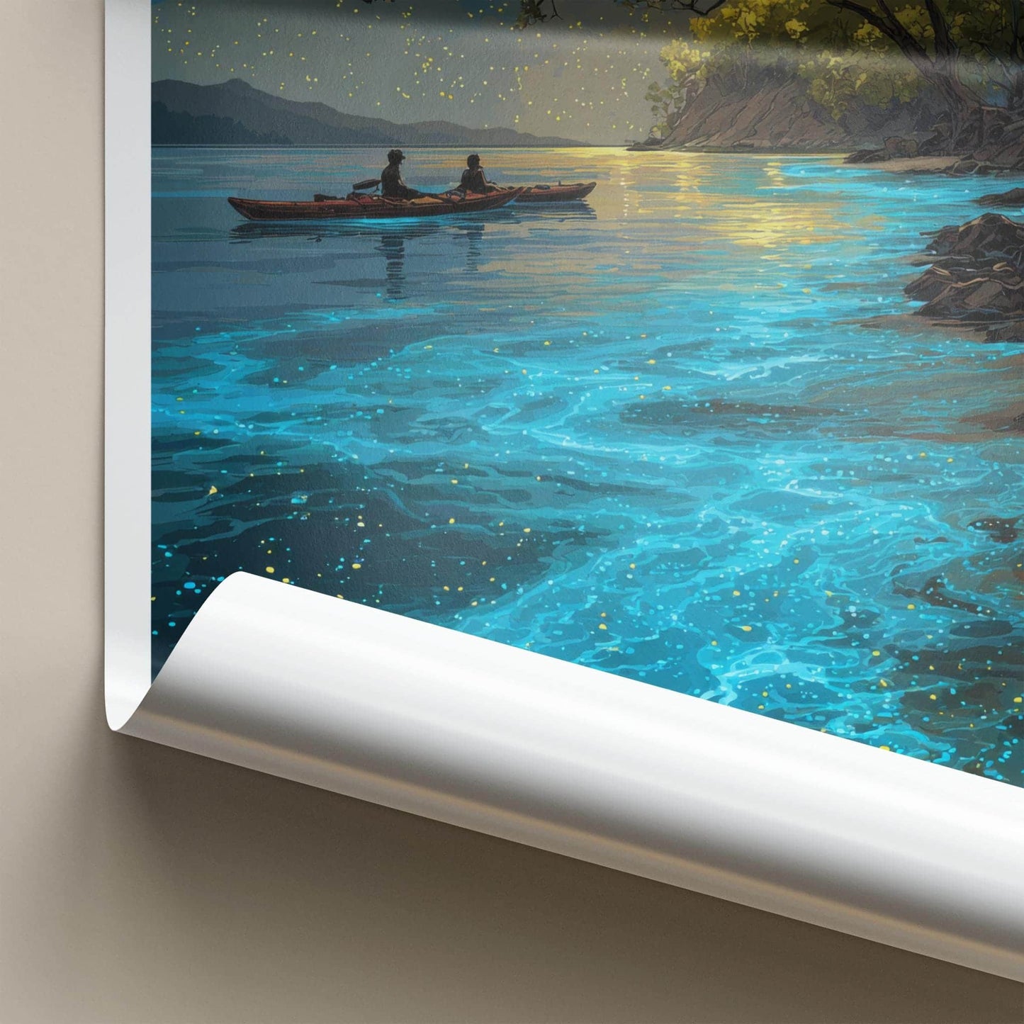 Vieques Poster - Puerto Rico Travel Art - Glowing Kayak Lagoon Home Decor