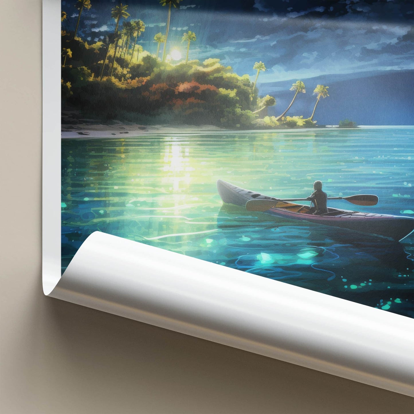 Vieques Poster - Puerto Rico Travel Art - Moonlit Island Paddle Home Decor