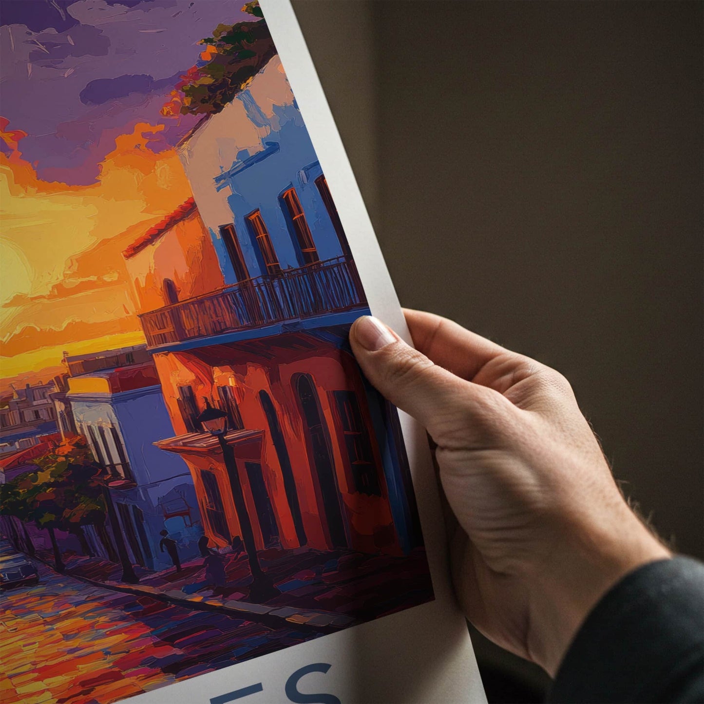 Vieques Poster - Puerto Rico Travel Art - Vibrant Street Sunset Home Decor