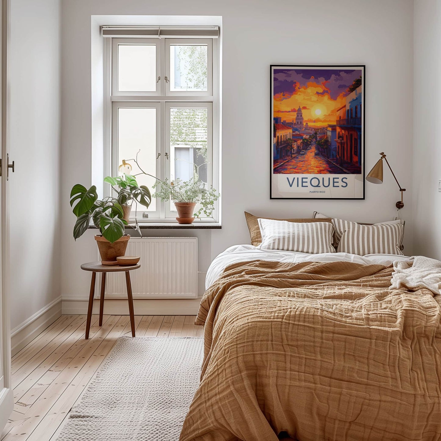 Vieques Poster - Puerto Rico Travel Art - Vibrant Street Sunset Home Decor
