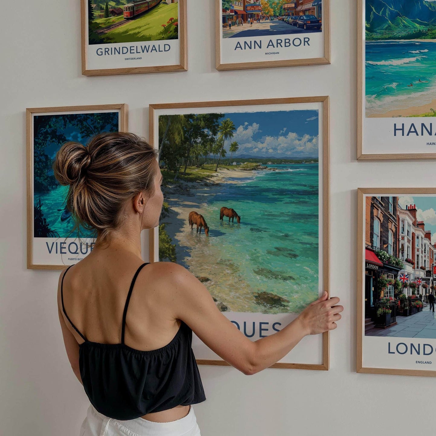 Vieques Poster - Puerto Rico Travel Art - Wild Horses Beach Home Decor