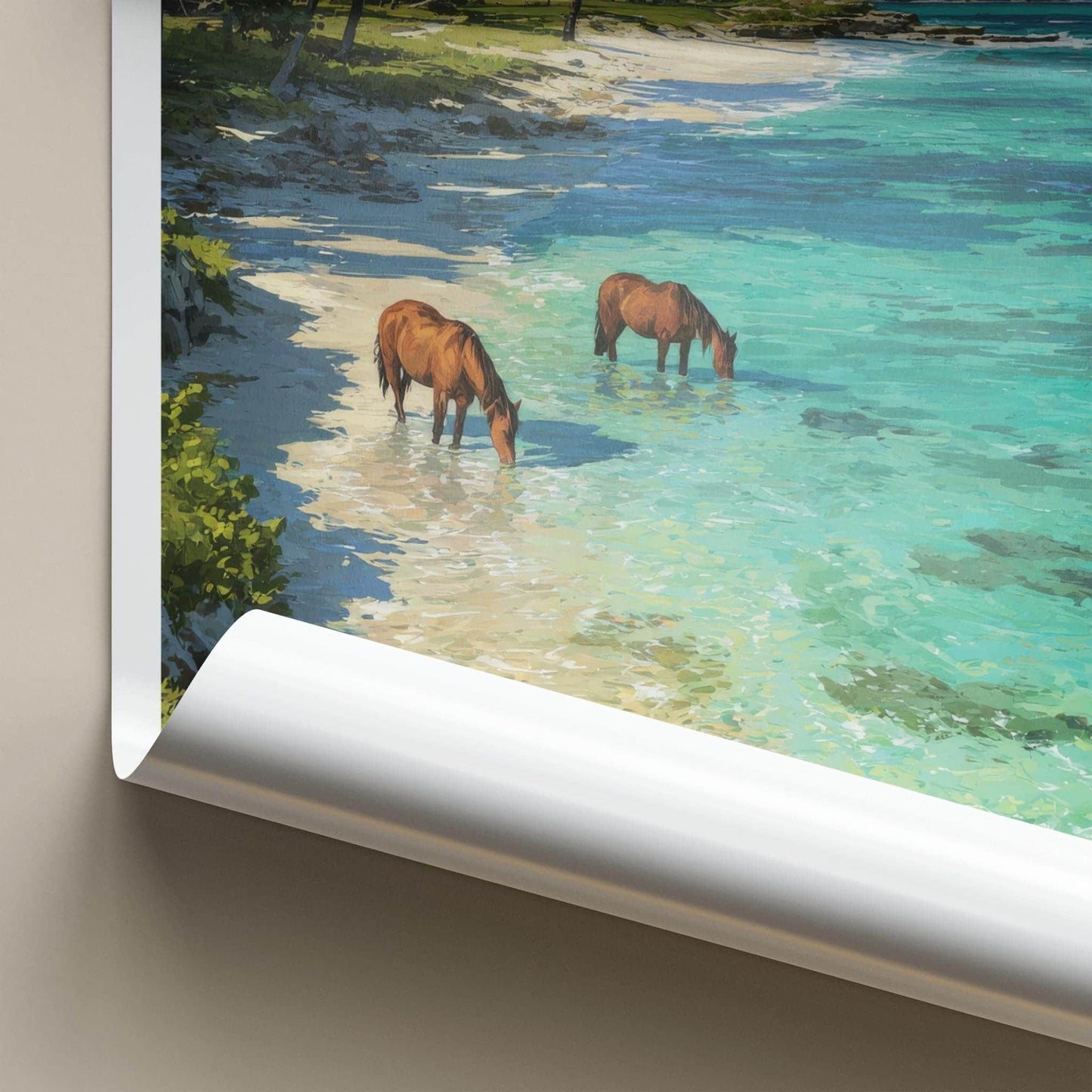 Vieques Poster - Puerto Rico Travel Art - Wild Horses Beach Home Decor