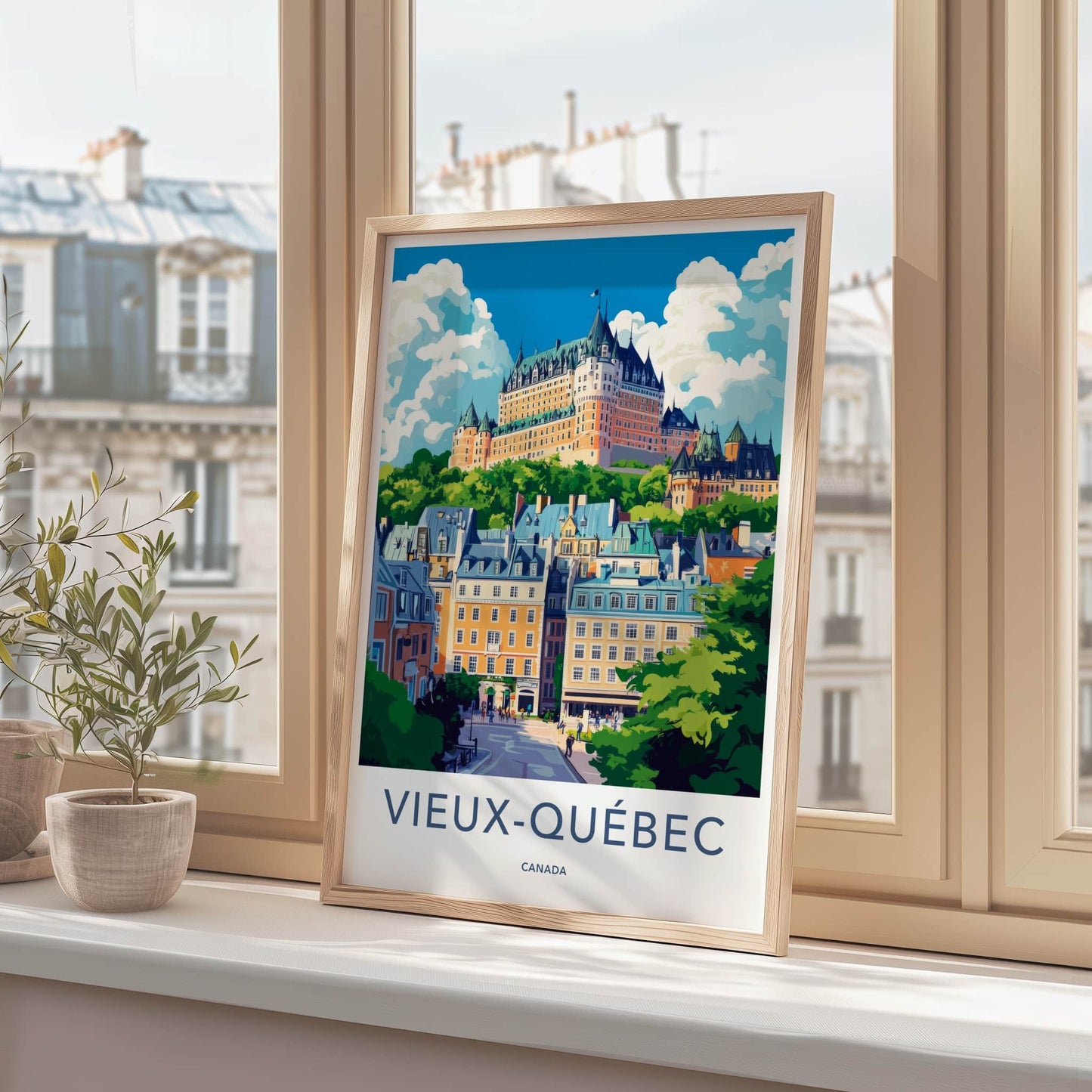 Vieux-Quebec Poster - Canada Travel Art - Charming Cityscape Town Home Decor