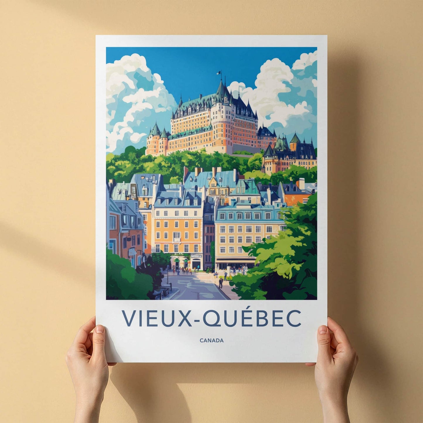 Vieux-Quebec Poster - Canada Travel Art - Charming Cityscape Town Home Decor