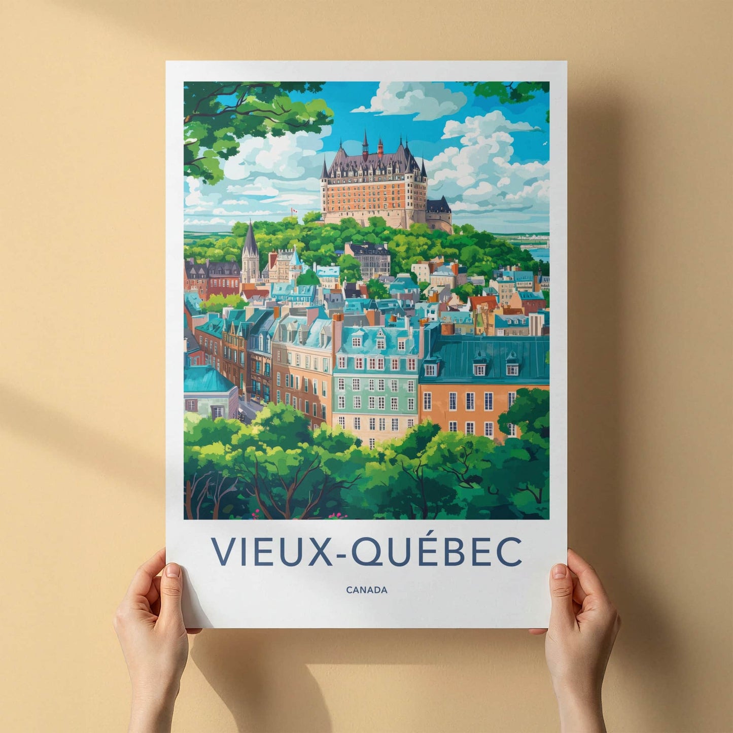 Vieux-Quebec Poster - Canada Travel Art - Historic Chateau City Wall Decor