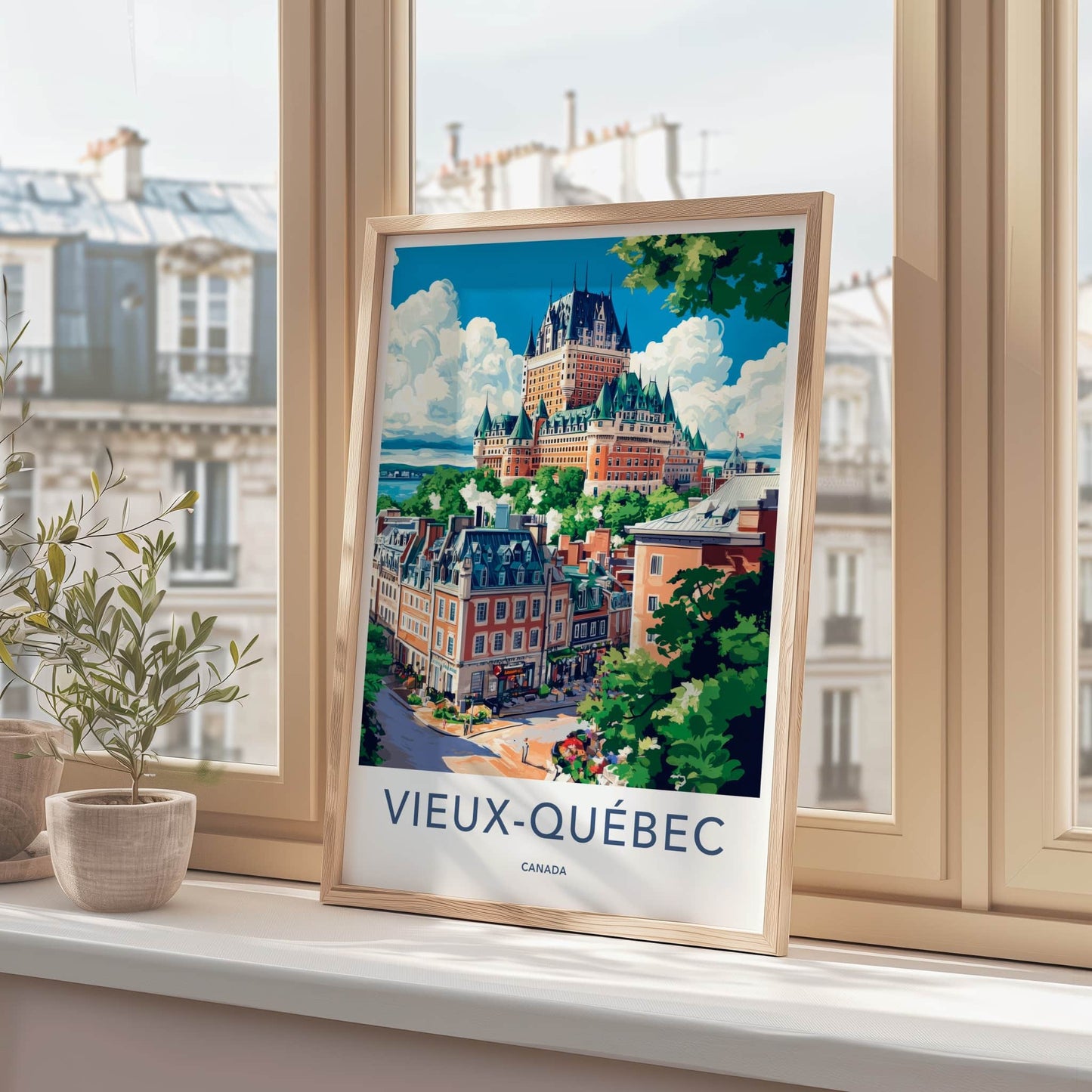 Vieux-Quebec Poster - Canada Travel Art - Old City Panorama Home Decor