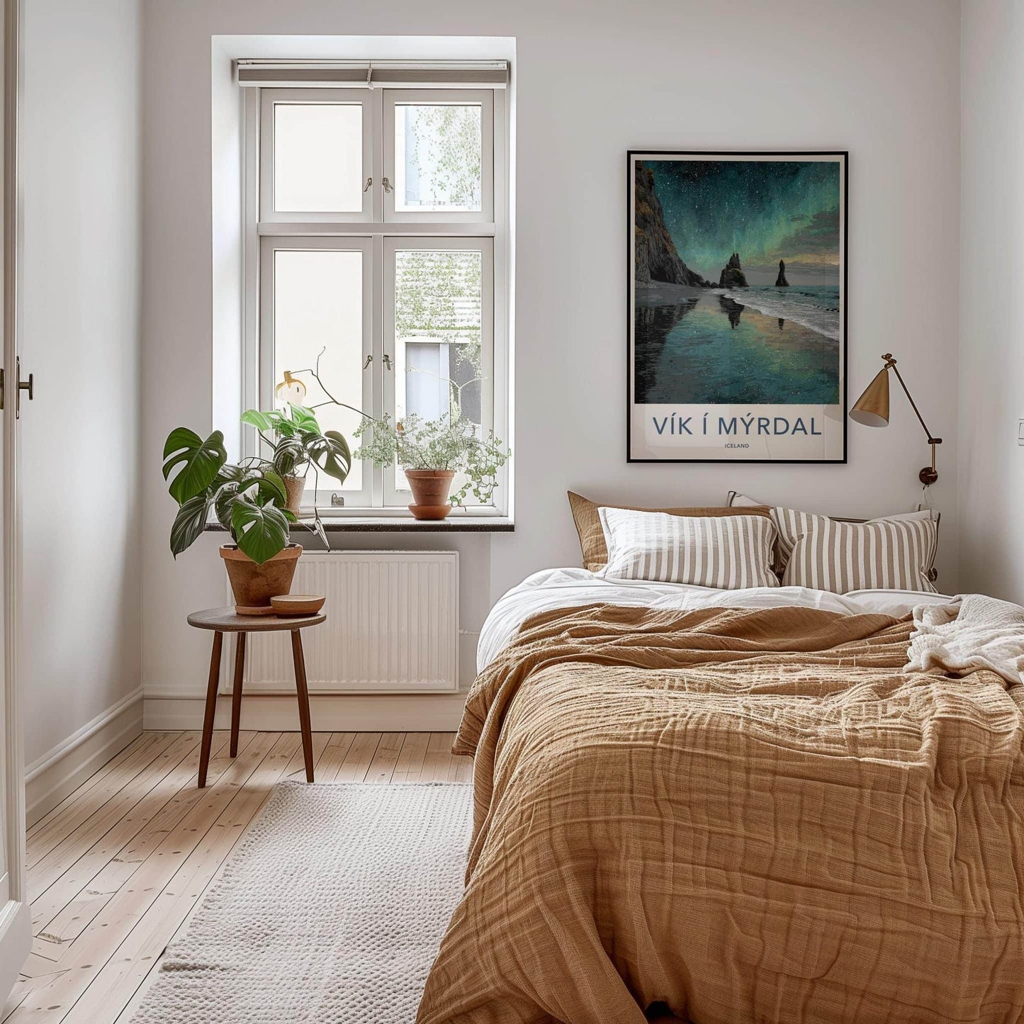 Vik i Myrdal Poster - Iceland Travel Art - Aurora Beach Stacks Home Decor
