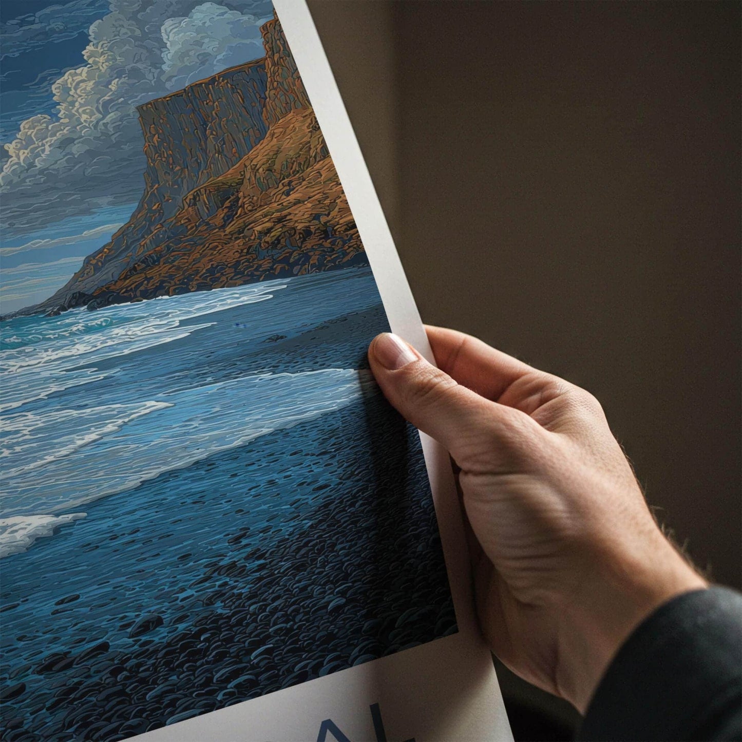 Vik I Myrdal Poster - Iceland Travel Art - Black Beach Sea Stacks Wall Decor