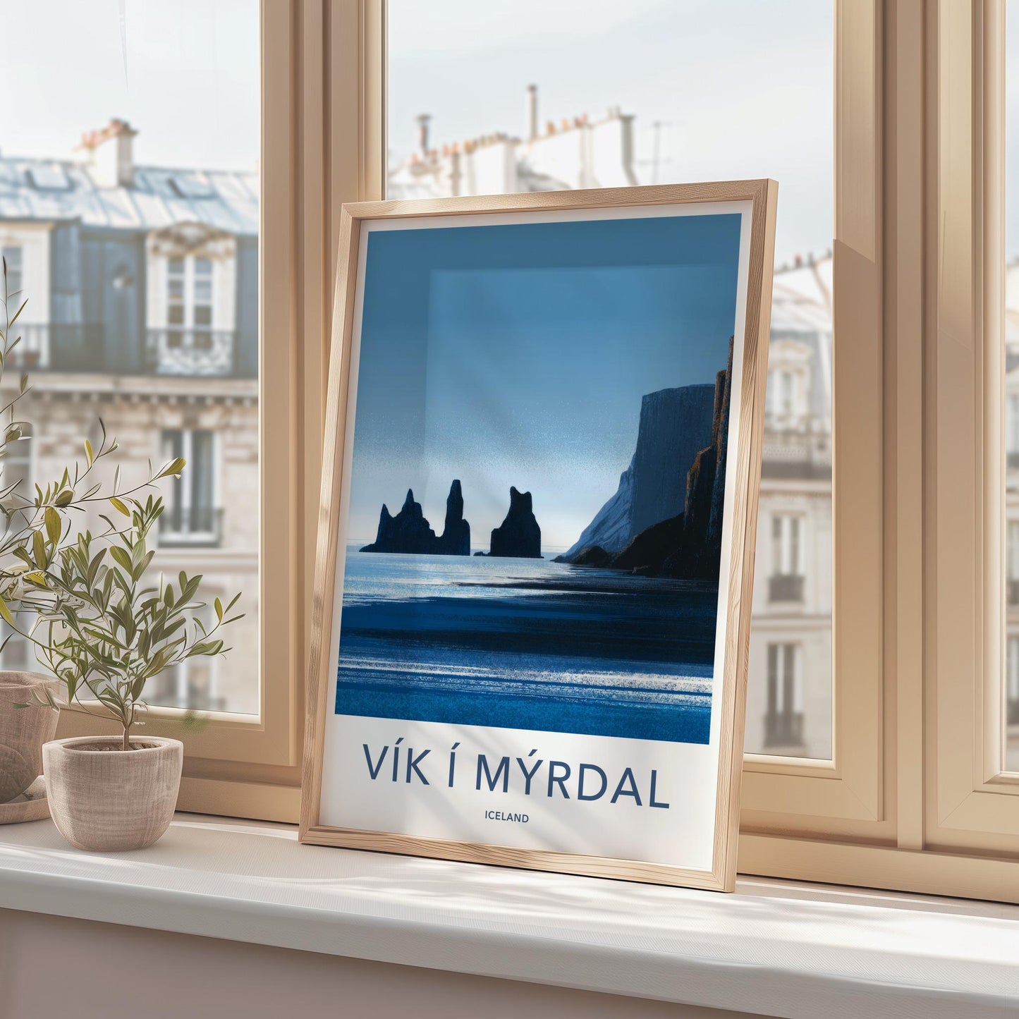 Vik i Myrdal Poster - Iceland Travel Art - Reynisdrangar Sea Stacks Home Decor