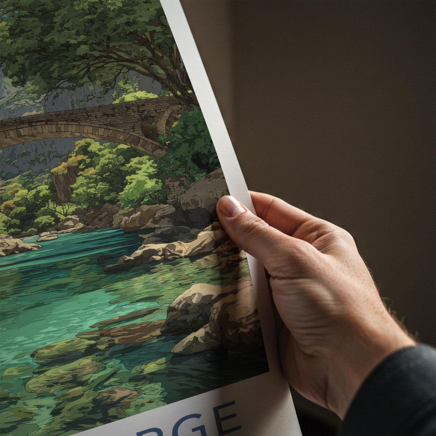Vikos Gorge Poster - Greece Wall Art - Ancient Stone Bridge Home Decor