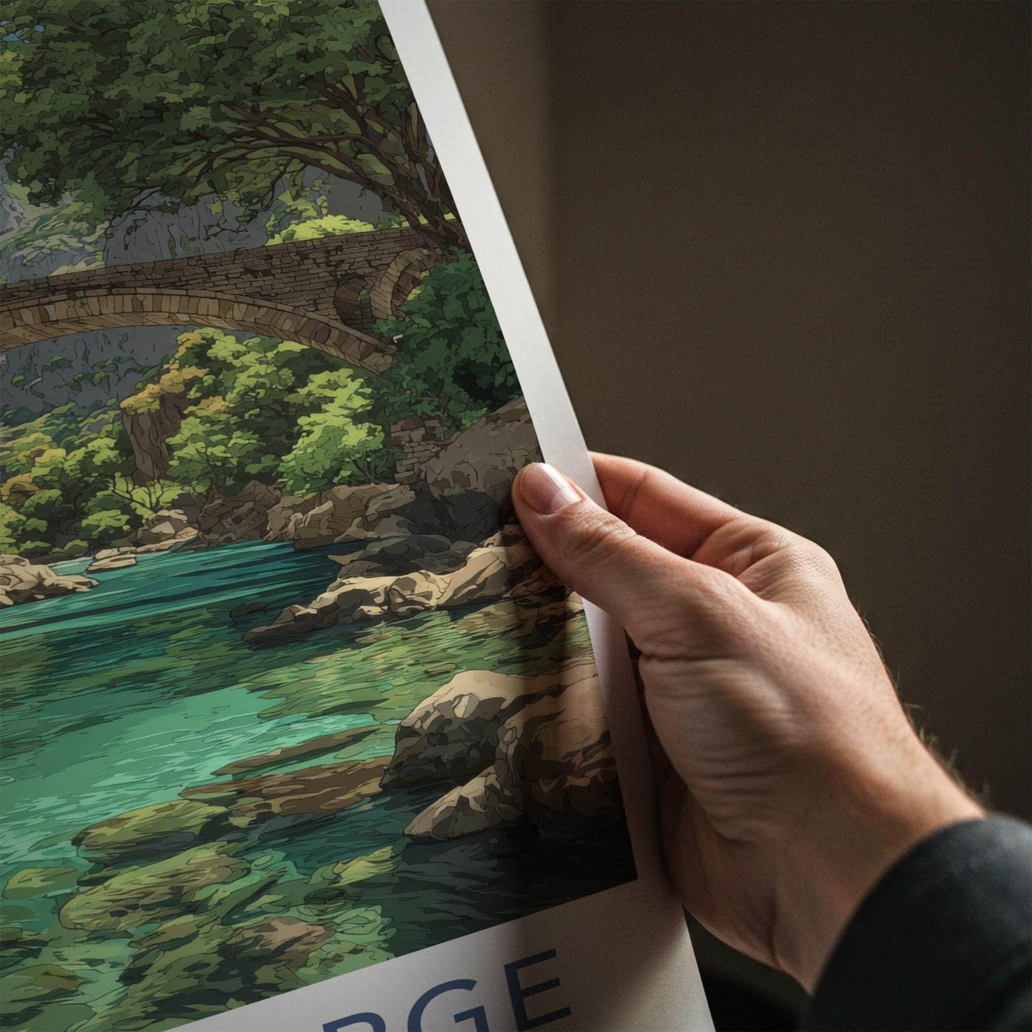 Vikos Gorge Poster - Greece Wall Art - Ancient Stone Bridge Home Decor