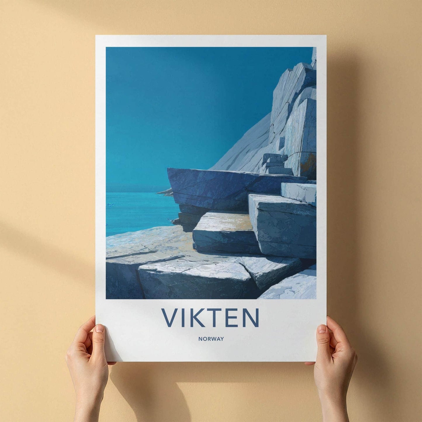 Vikten Poster - Norway Wall Art - Rugged Ocean Rocks Home Decor