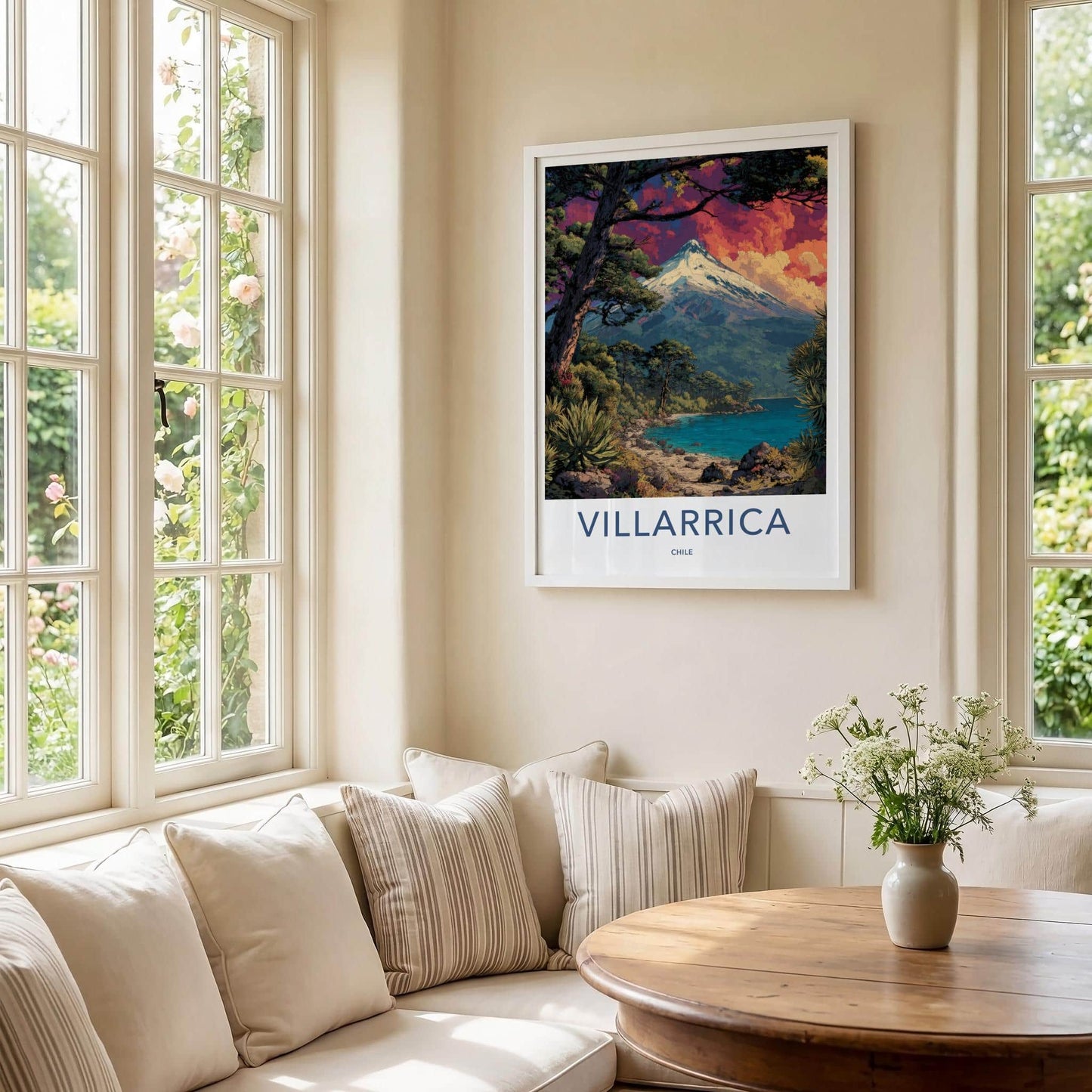 Villarrica Poster - Chile Travel Art - Snow Capped Volcano Home Decor