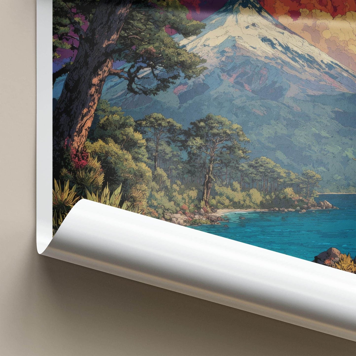 Villarrica Poster - Chile Travel Art - Snow Capped Volcano Home Decor