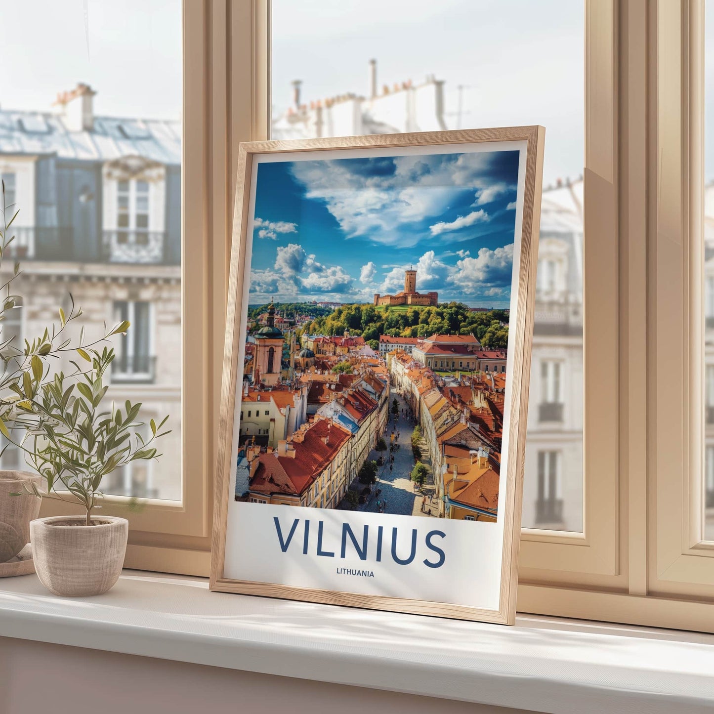 Vilnius Poster - Lithuania Travel Art - Historic City Castle Home Decor