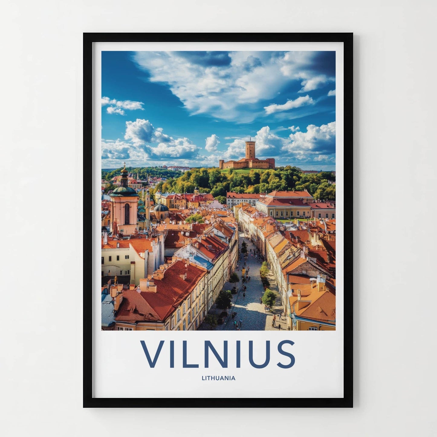 Vilnius Poster - Lithuania Travel Art - Historic City Castle Home Decor