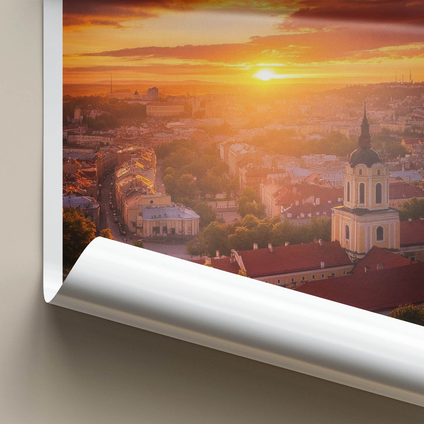 Vilnius Poster - Lithuania Wall Art - Dramatic Sunset City Home Decor