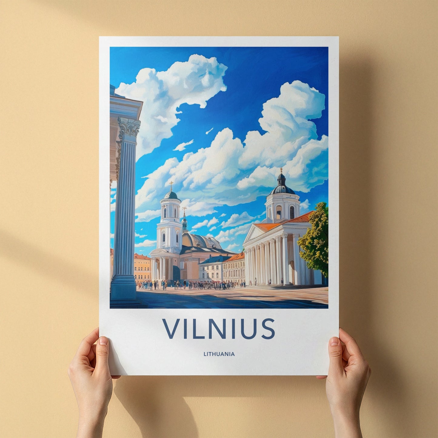 Vilnius Poster - Lithuania Wall Art - Grand Square Churches Home Decor