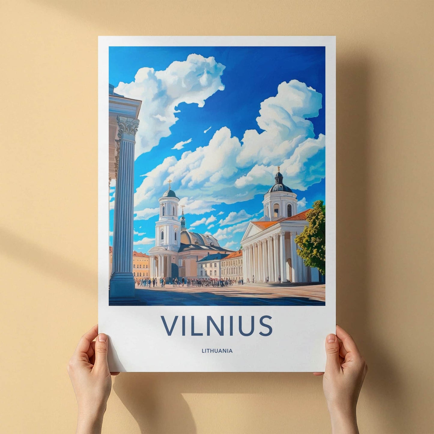 Vilnius Poster - Lithuania Wall Art - Grand Square Churches Home Decor