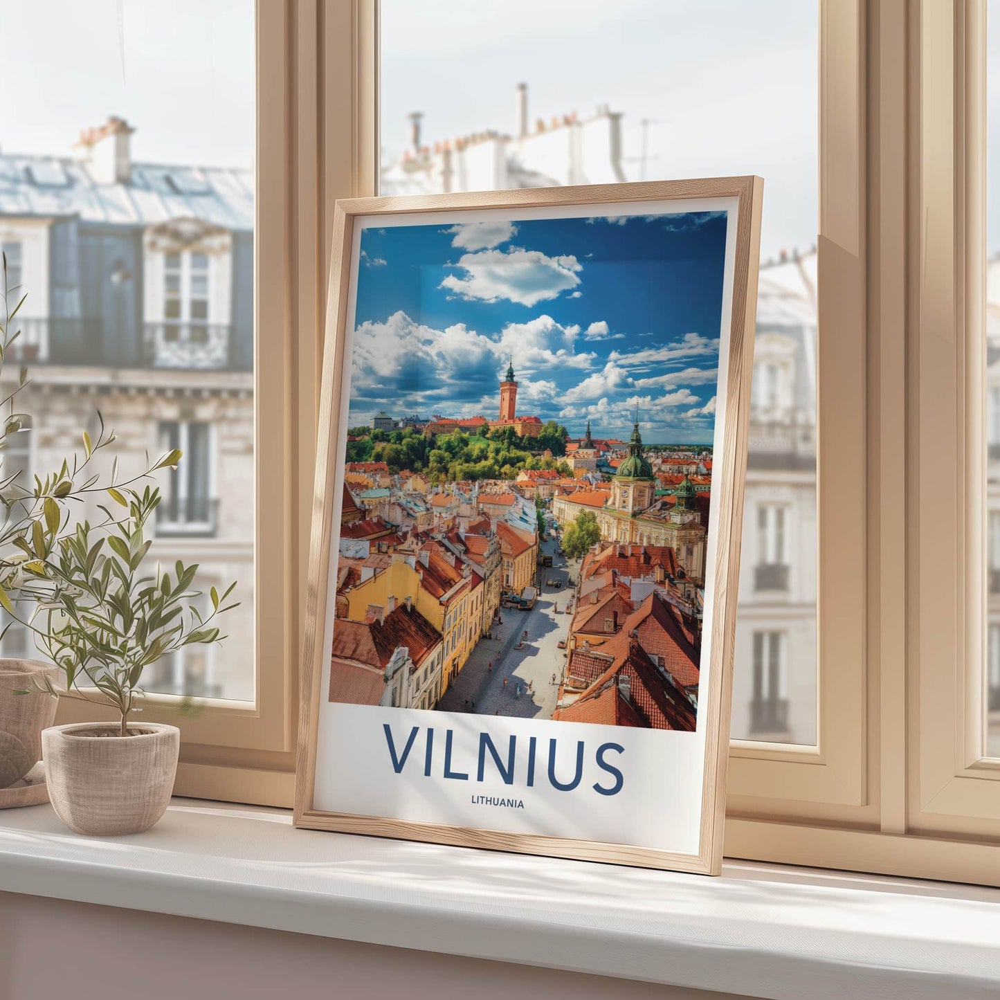 Vilnius Poster - Lithuania Wall Art - Old Town Rooftops Home Decor