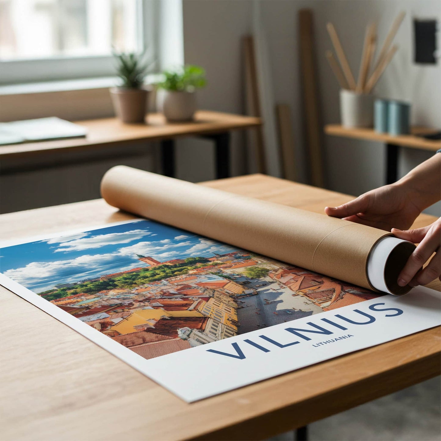 Vilnius Poster - Lithuania Wall Art - Old Town Rooftops Home Decor