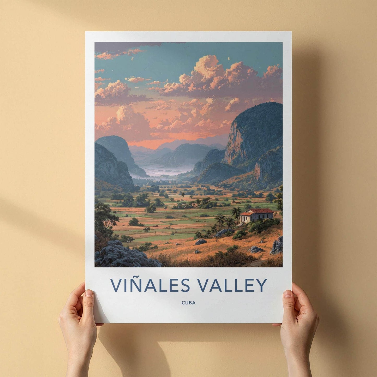 Vinales Valley Poster - Cuba Travel Art - Lush Valley Sunset Home Decor