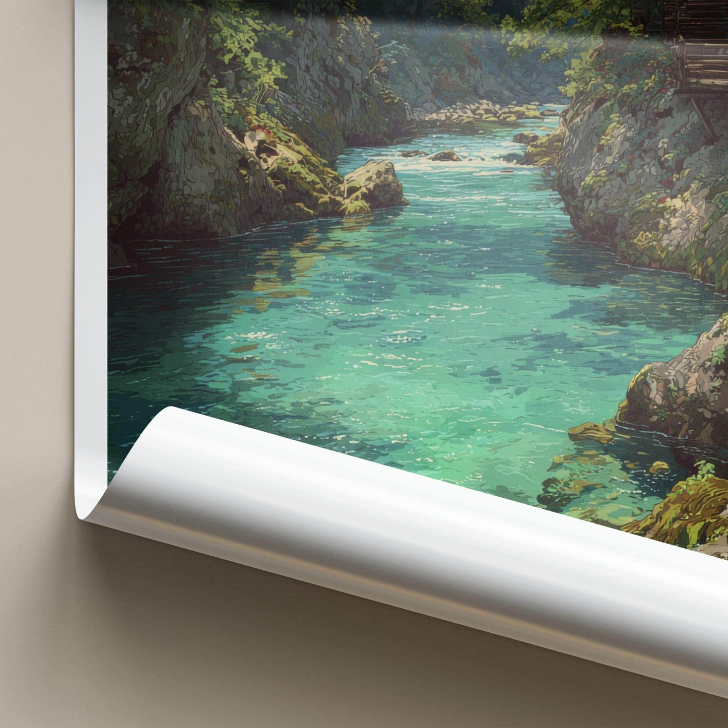Vintgar Gorge Poster - Slovenia Art Print - Turquoise River Path Wall Decor