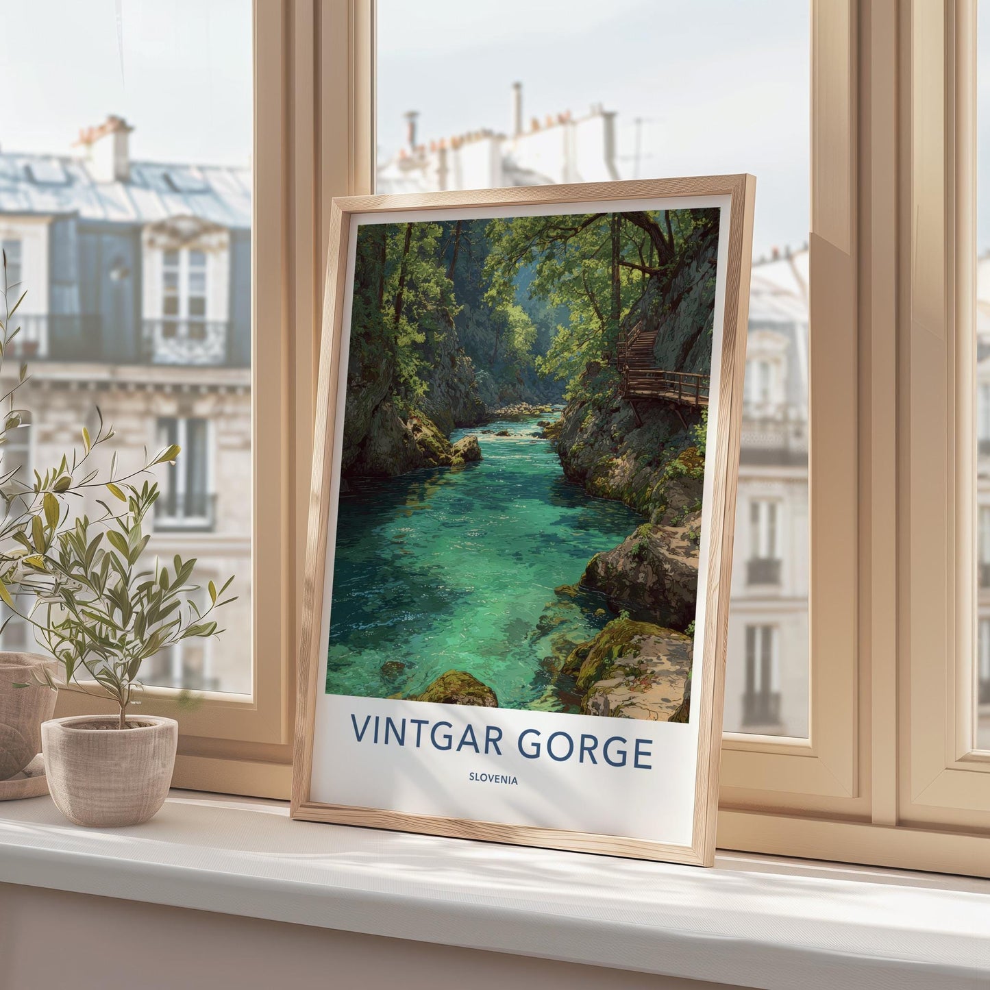 Vintgar Gorge Poster - Slovenia Art Print - Turquoise River Path Wall Decor