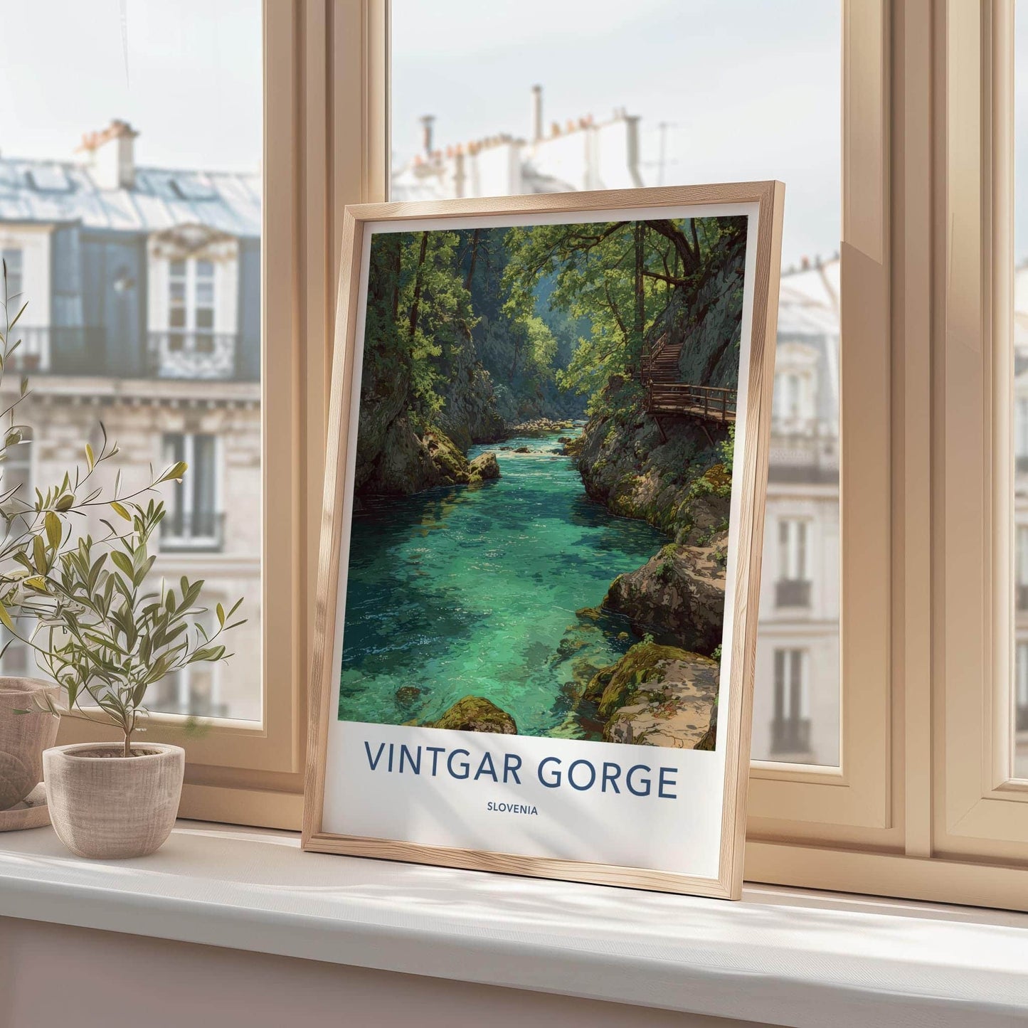 Vintgar Gorge Poster - Slovenia Art Print - Turquoise River Path Wall Decor