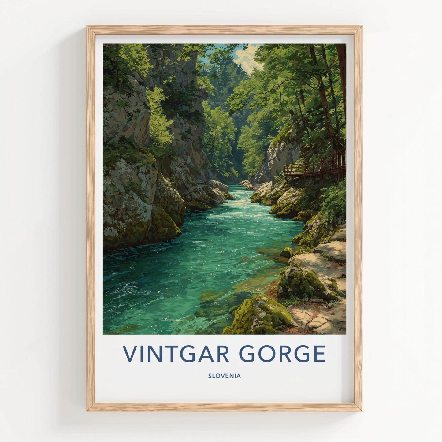 Vintgar Gorge Poster - Slovenia Travel Art - Emerald River Gorge Home Decor