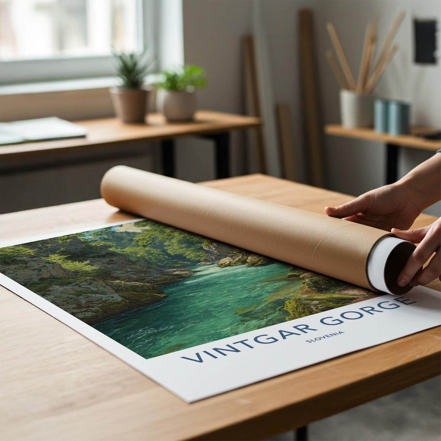 Vintgar Gorge Poster - Slovenia Travel Art - Emerald River Gorge Home Decor