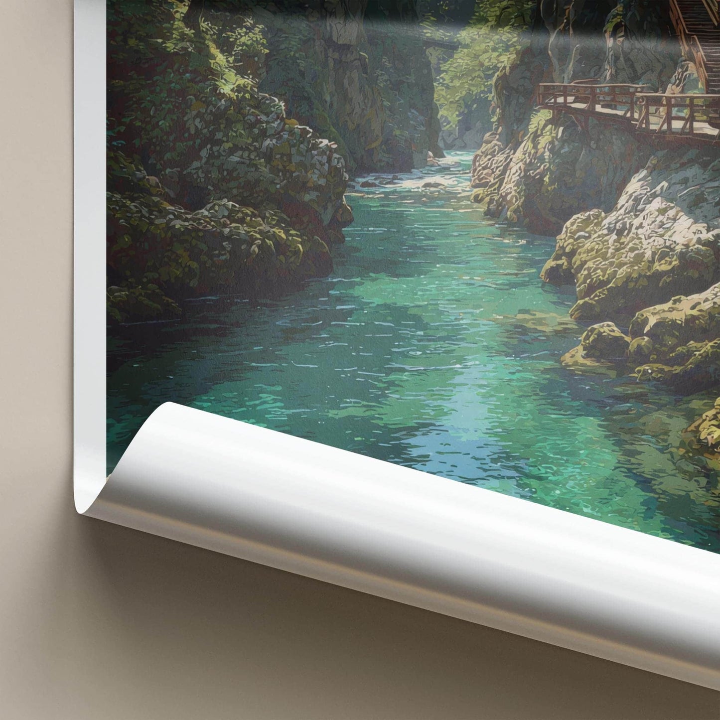 Vintgar Gorge Poster - Slovenia Travel Art - Emerald River Path Home Decor