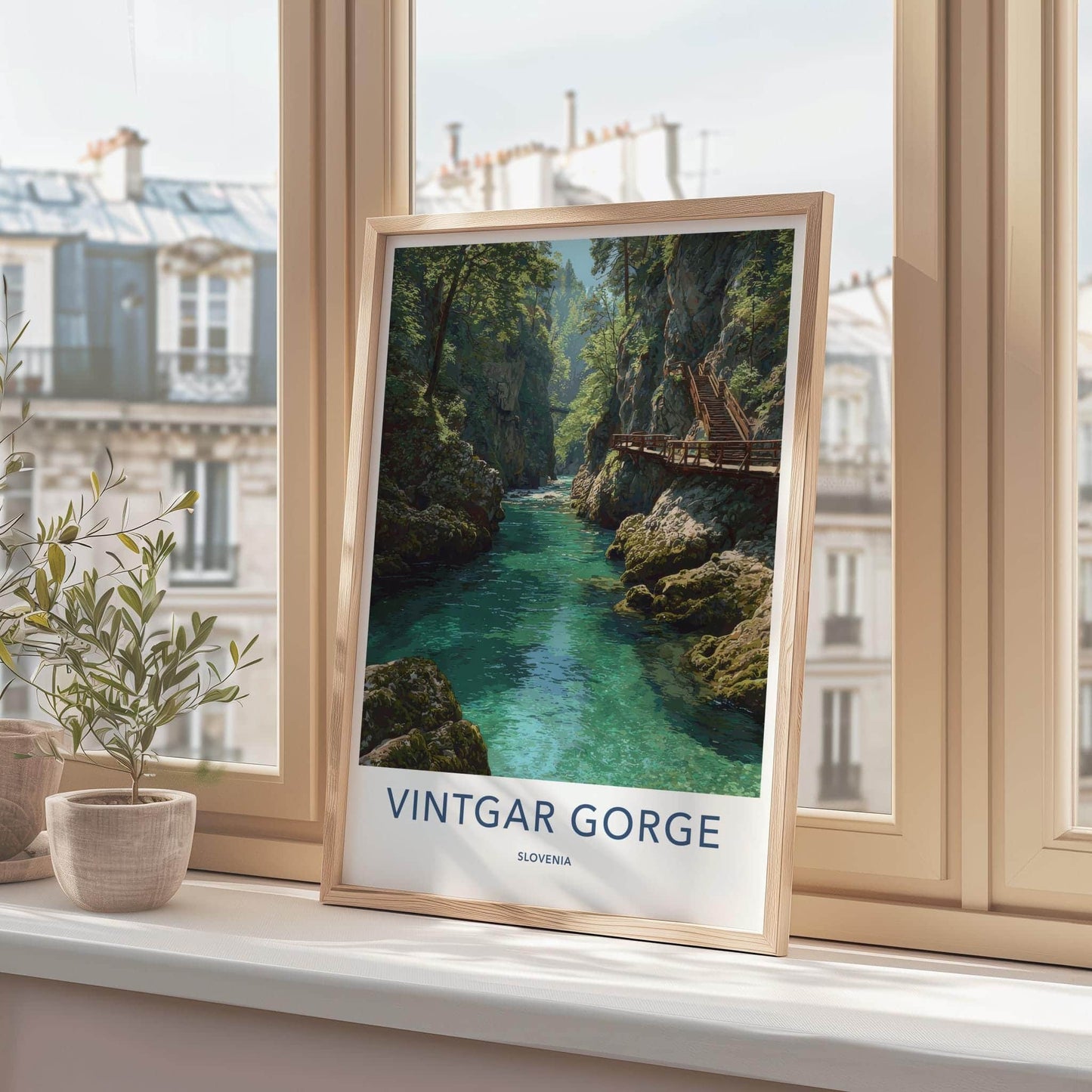 Vintgar Gorge Poster - Slovenia Travel Art - Emerald River Path Home Decor