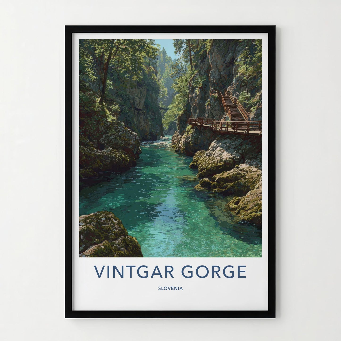 Vintgar Gorge Poster - Slovenia Travel Art - Emerald River Path Home Decor
