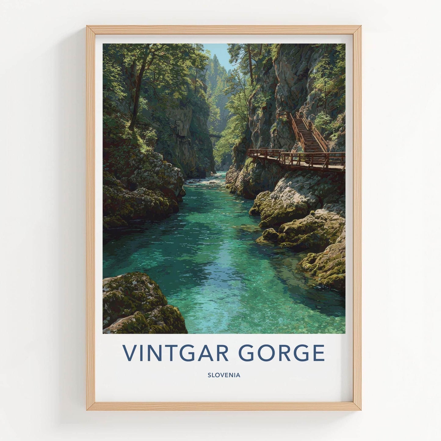 Vintgar Gorge Poster - Slovenia Travel Art - Emerald River Path Home Decor