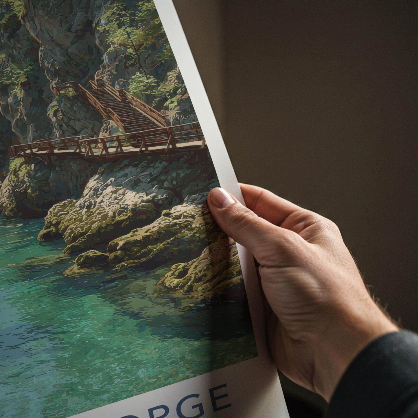 Vintgar Gorge Poster - Slovenia Travel Art - Emerald River Path Home Decor