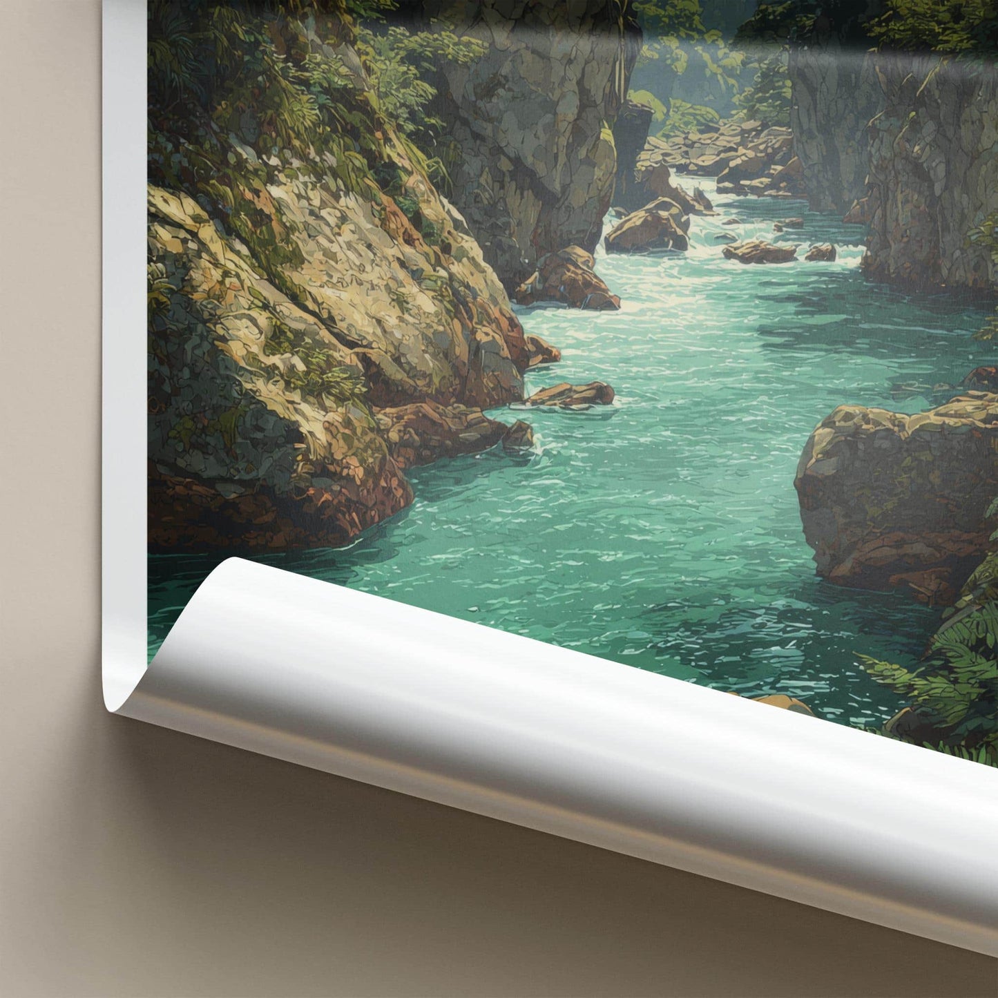Vintgar Gorge Poster - Slovenia Travel Art - Emerald Water Canyon Home Decor