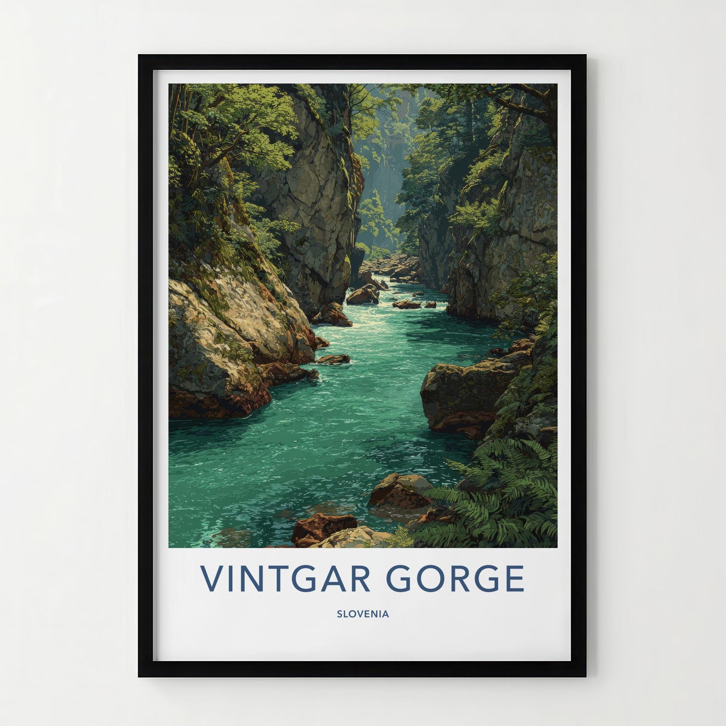Vintgar Gorge Poster - Slovenia Travel Art - Emerald Water Canyon Home Decor