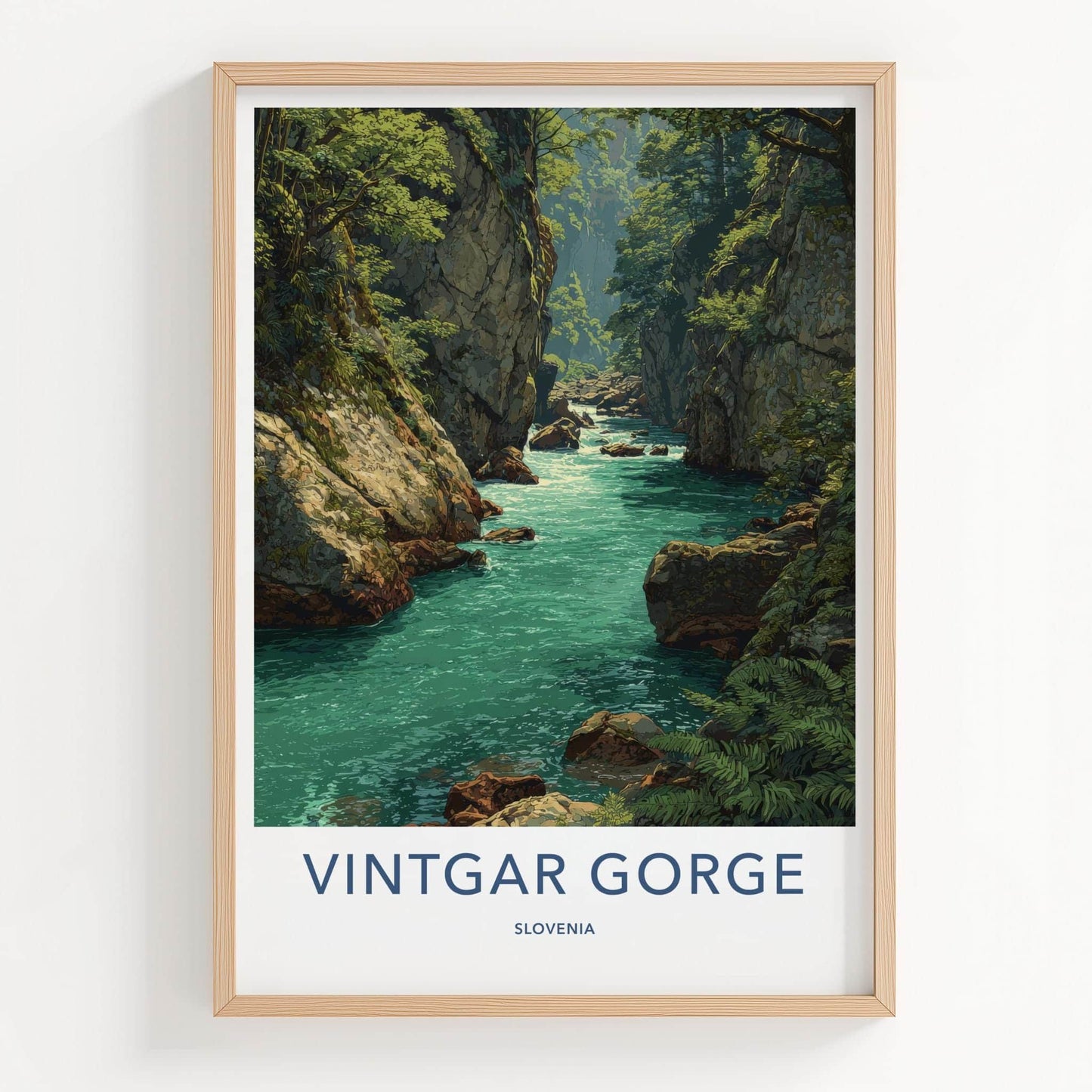 Vintgar Gorge Poster - Slovenia Travel Art - Emerald Water Canyon Home Decor