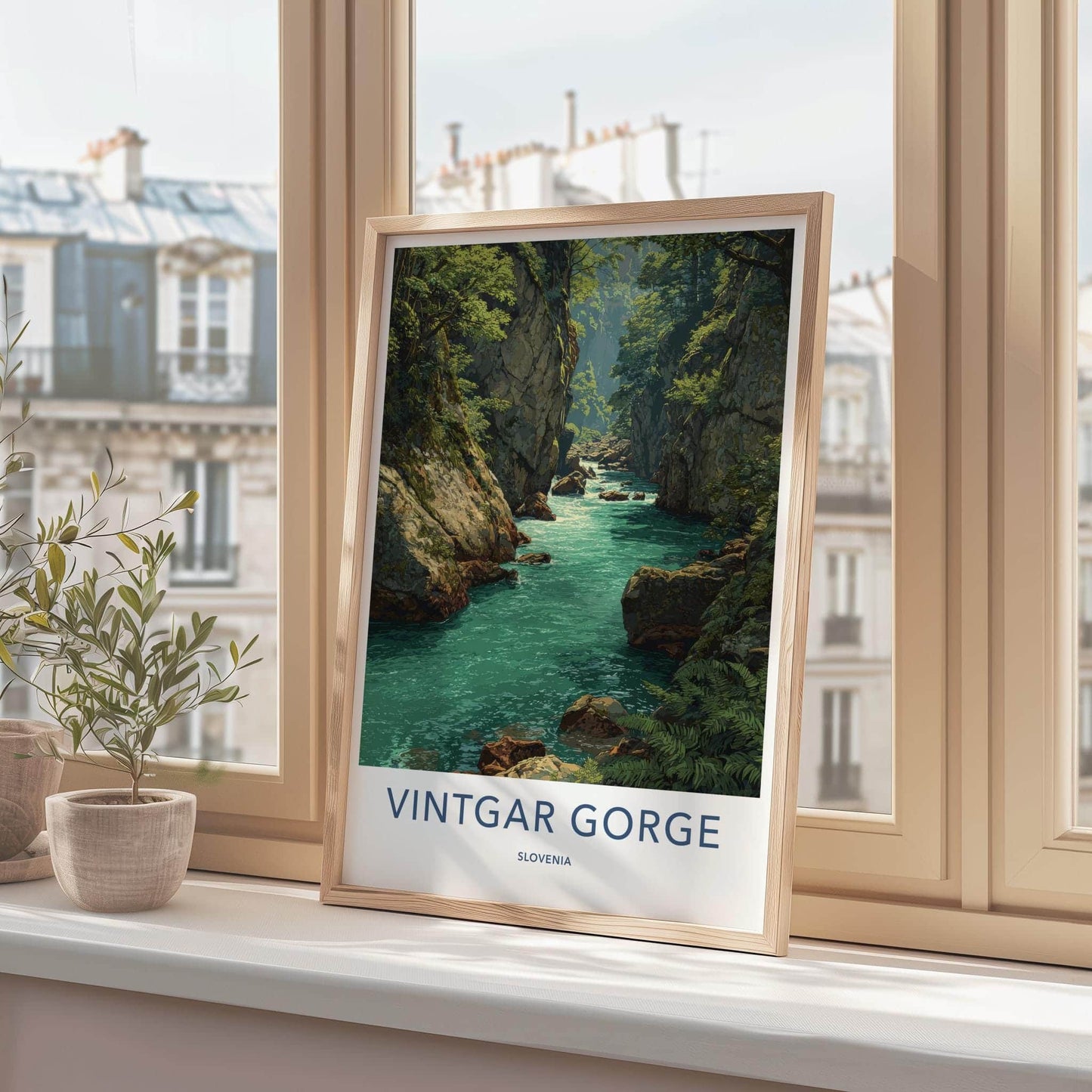 Vintgar Gorge Poster - Slovenia Travel Art - Emerald Water Canyon Home Decor