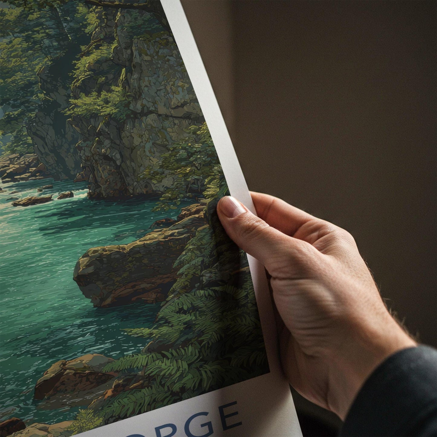 Vintgar Gorge Poster - Slovenia Travel Art - Emerald Water Canyon Home Decor